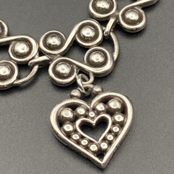 Signed Brighton Taos Heart Bracelet Silver Plate Retired 7.5" Southwestern - Picture 3 of 11